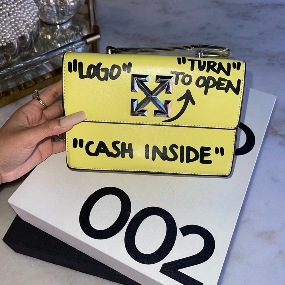 Yellow “Money Bag” Cash Inside Faux Leather Structure Bag